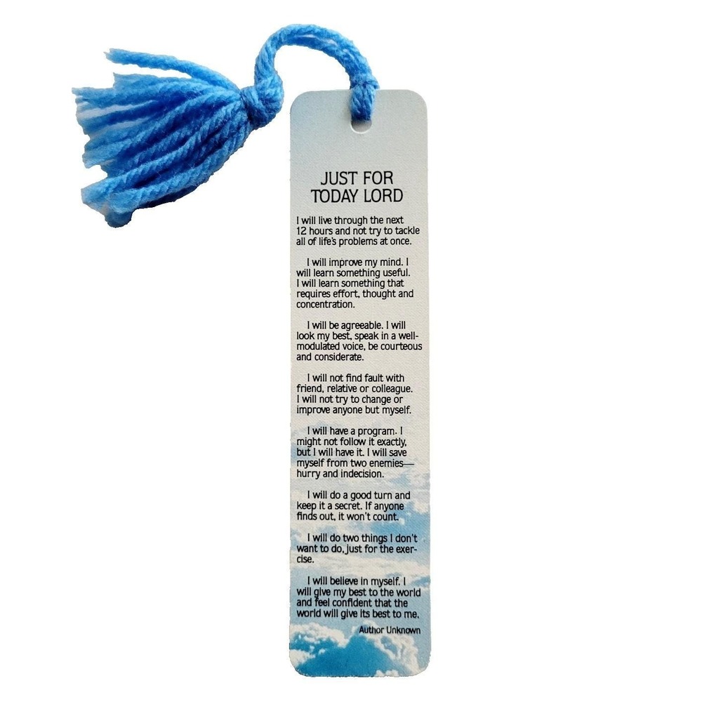 Vintage 80s Bookmark, Just For Today Lord, Tassel, 1986 Sunshine Thoughts, H-868